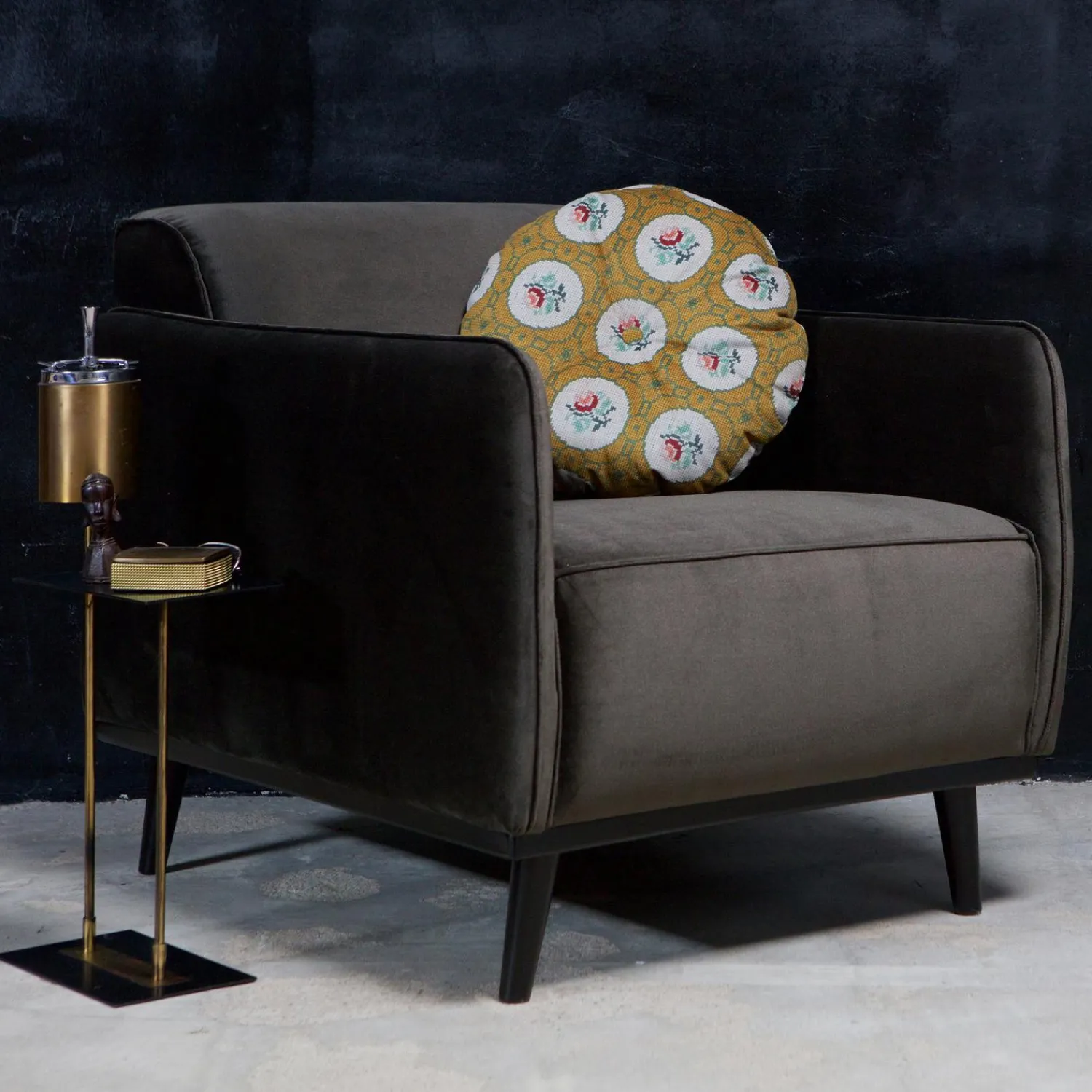 Discount WOOOD Statement fauteuil met arm velvet Warm groen