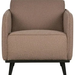 Best WOOOD Statement fauteuil met arm bouclé Nougat