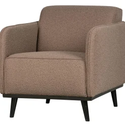 Best WOOOD Statement fauteuil met arm bouclé Nougat