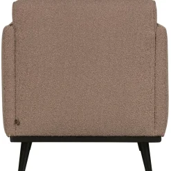 Best WOOOD Statement fauteuil met arm bouclé Nougat