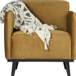 Clearance WOOOD Statement fauteuil met arm velvet Honinggeel