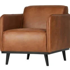 Best WOOOD Statement fauteuil met arm ecoleer Cognac