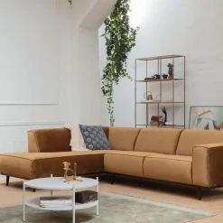 Outlet WOOOD Statement hoekbank links velvet Honinggeel