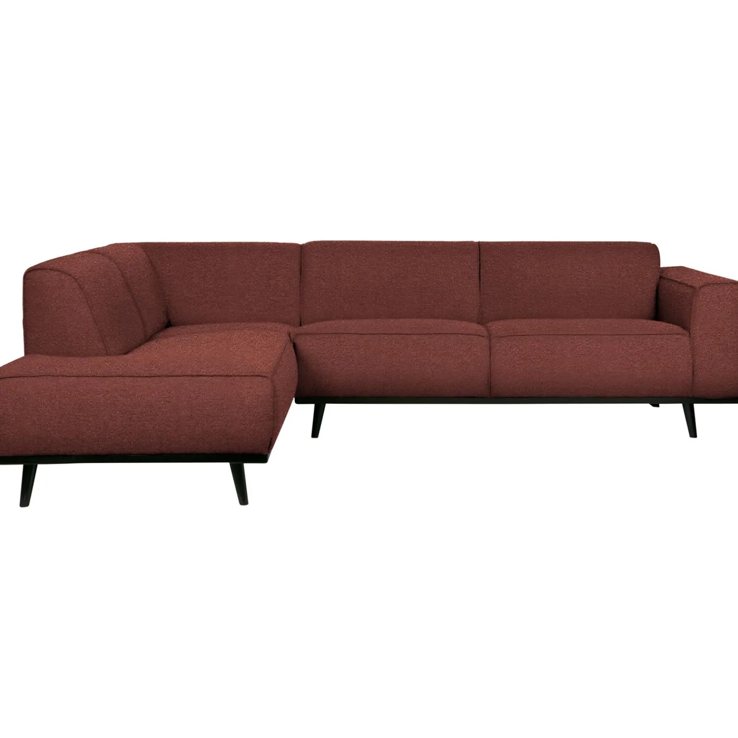 Outlet WOOOD Statement hoekbank links bouclé kastanje Kastanjebruin