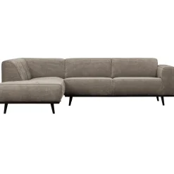 Outlet WOOOD Statement hoekbank links ribstof clay Kleigrijs