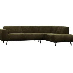 New WOOOD Statement hoekbank rechts ribstof Warm groen