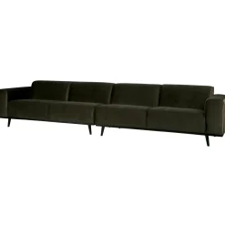 Best WOOOD Statement XL 4-zits bank 372 cm velvet Warm groen