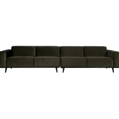 Best WOOOD Statement XL 4-zits bank 372 cm velvet Warm groen