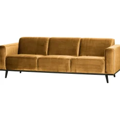 Best WOOOD Statement 3-zits bank 230 cm velvet Honinggeel