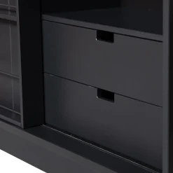 Best WOOOD Swing schuifdeurkast grenen geschuurd matzwart