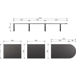 Sale WOOOD Tablo Lungo eindblad rond essen blacknight mat