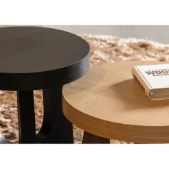 Sale WOOOD Tala bijzettafel mdf fineer zwart 45xø45 cm