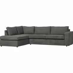 Sale WOOOD Thomas hoekbank ribstof links Donkergrijs