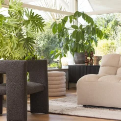 Outlet WOOOD Tiwa fauteuil bouclé Donkergrijs