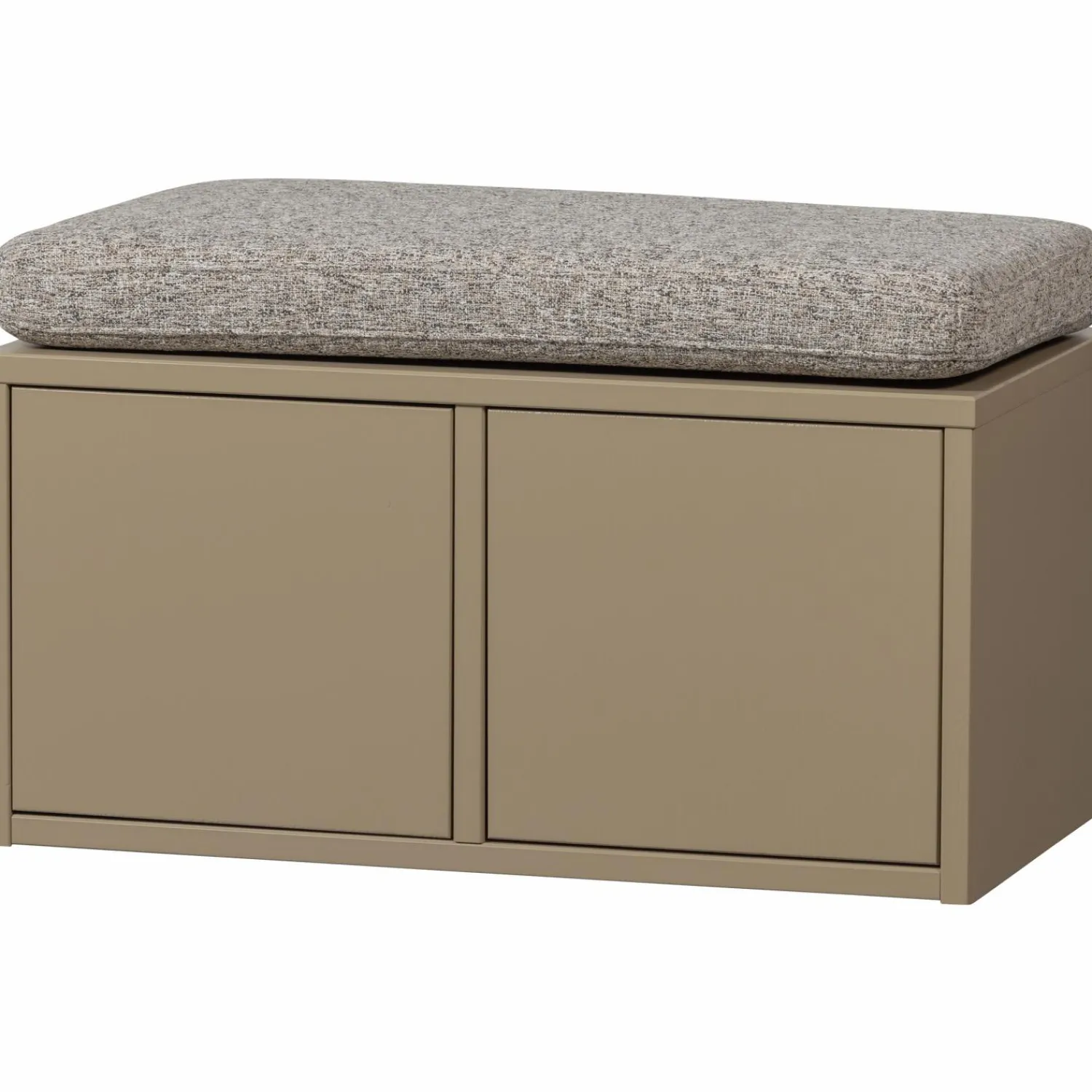 WOOOD Turner opbergbank grenen mud met zitkussen khaki