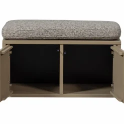 WOOOD Turner opbergbank grenen mud met zitkussen khaki