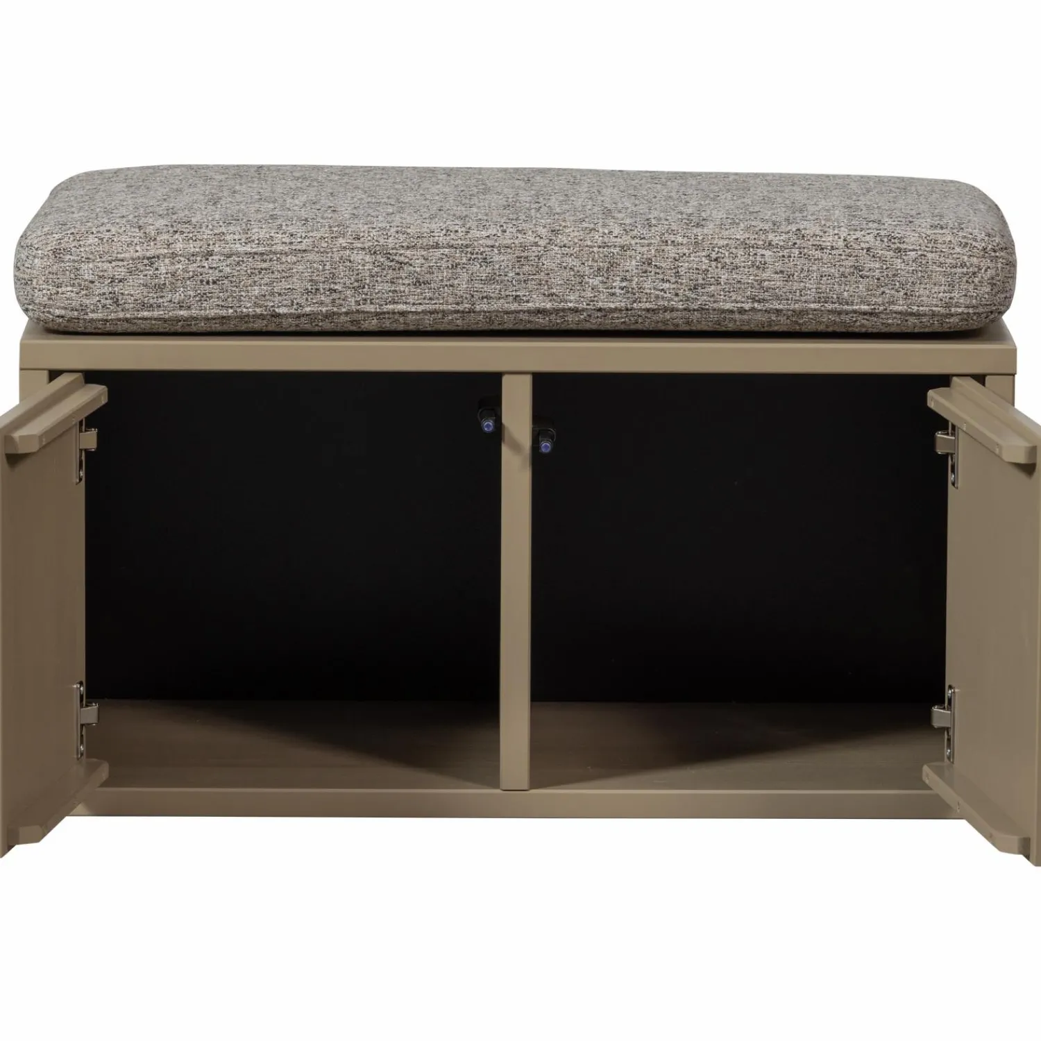 WOOOD Turner opbergbank grenen mud met zitkussen khaki