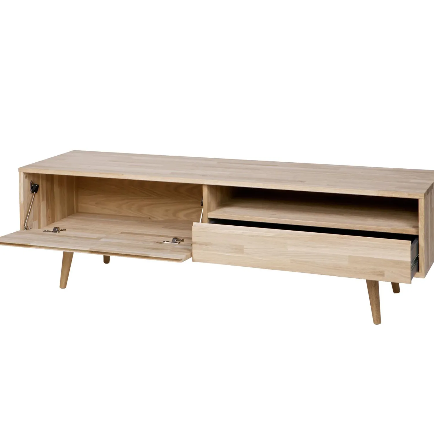 Discount WOOOD Tygo tv meubel 150 cm eiken met retro poten