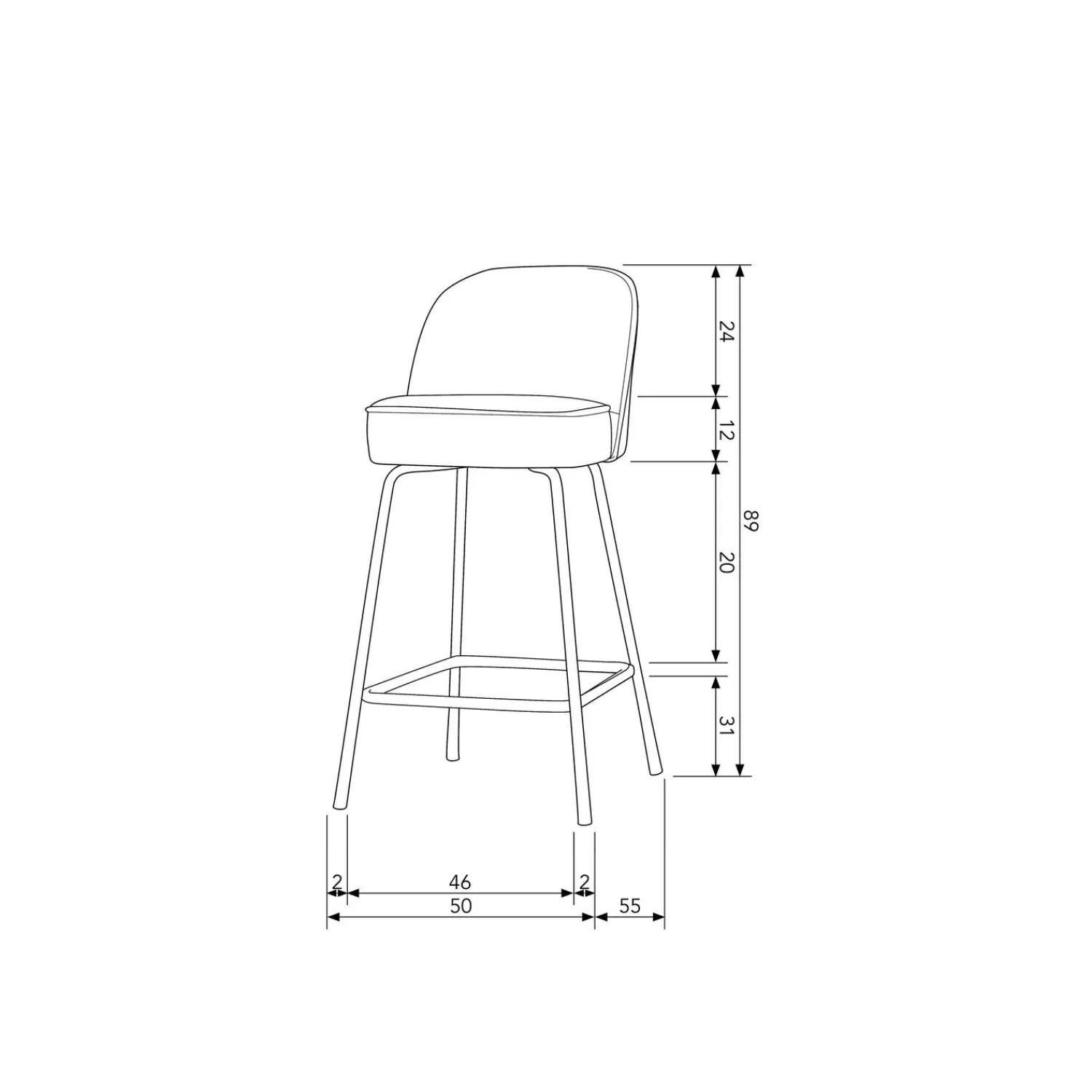 Discount WOOOD Vogue barstoel 65 cm velvet Bouquet zwart