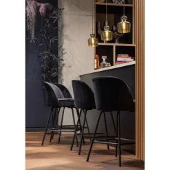 New WOOOD Vogue barstoel 65 cm velvet Zwart