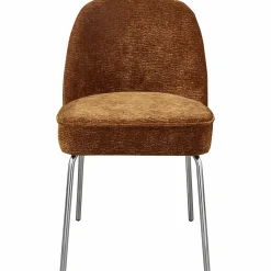 Discount WOOOD Vogue eetkamerstoel 3D chenille chrome poot Middenbruin