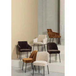 Sale WOOOD Vogue eetkamerstoel 3D chenille Donkerbruin