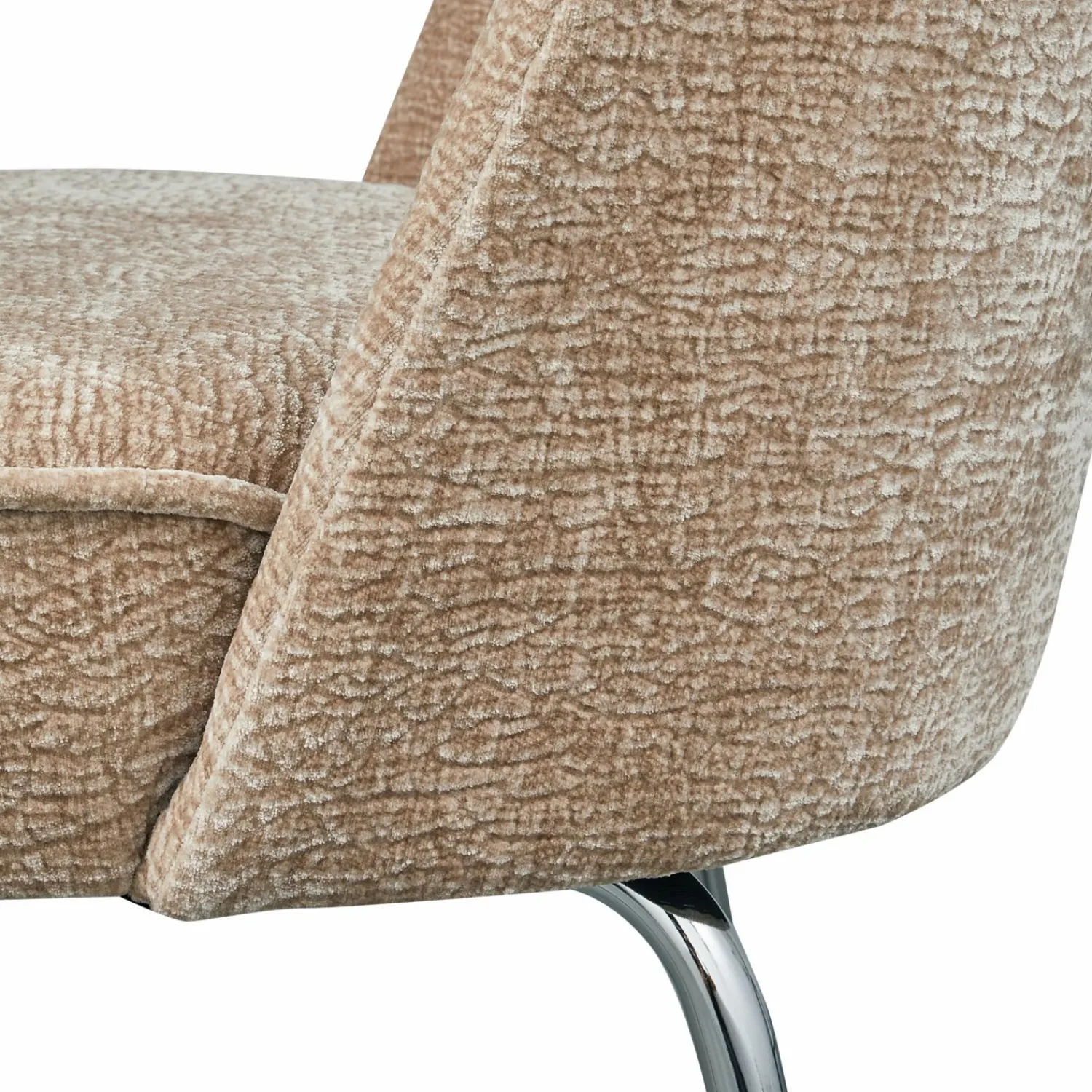 WOOOD Vogue eetkamerstoel 3D chenille chrome poot Zand