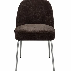 Sale WOOOD Vogue eetkamerstoel 3D chenille chrome poot Donkerbruin