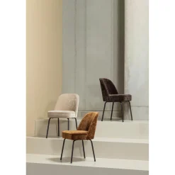 Best WOOOD Vogue eetkamerstoel 3D chenille Middenbruin