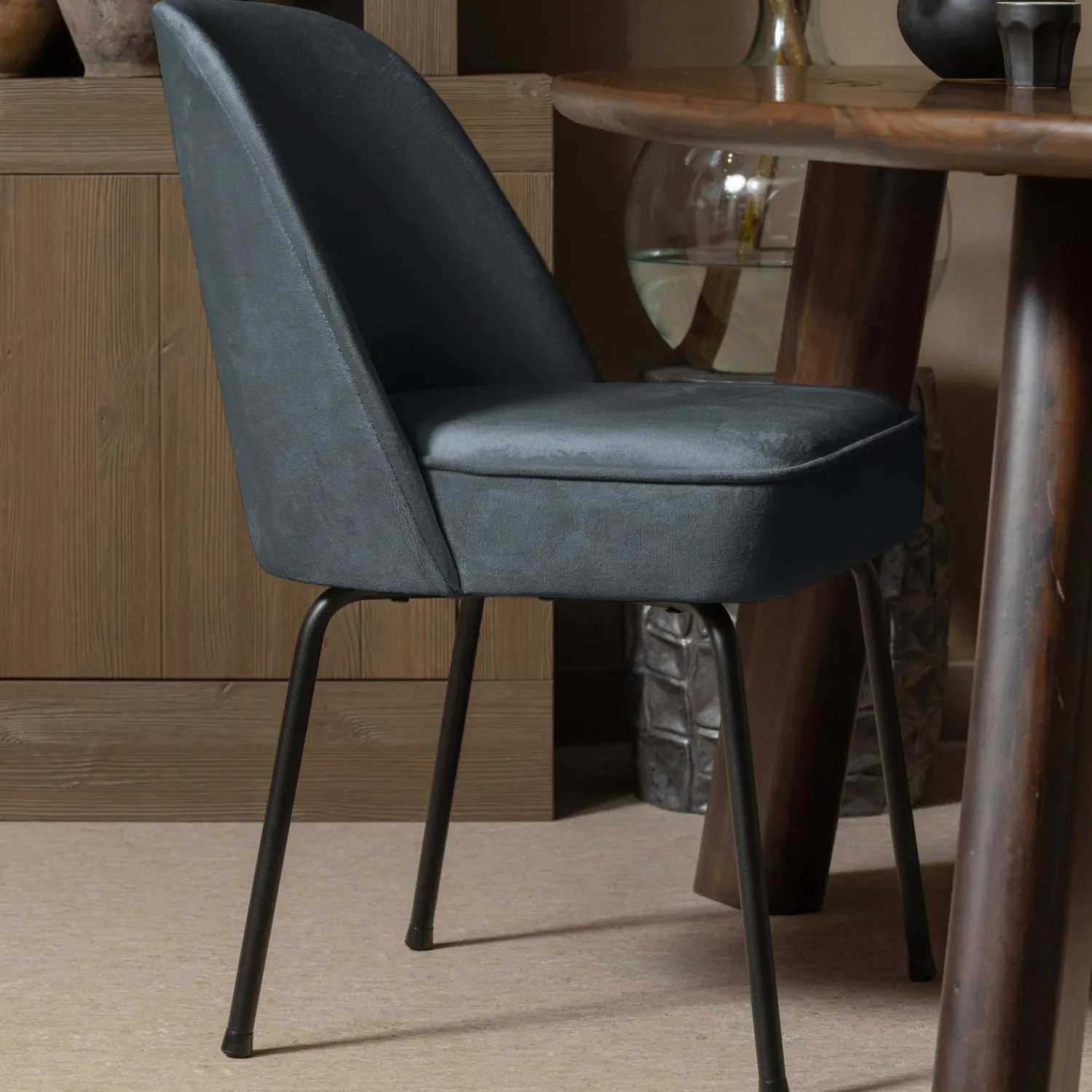 Discount WOOOD Vogue eetkamerstoel velvet groen Blauw