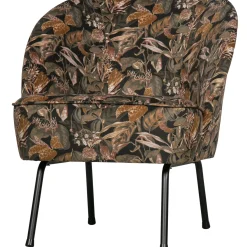 Best WOOOD Vogue fauteuil velvet Bouquet zwart