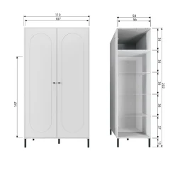 Online WOOOD Xina garderobekast grenen wolkengrijs