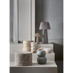 Clearance WOOOD Yago poef viscose dessin naturel 43xø60 cm