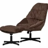 Discount WOOOD Yaro draaibare fauteuil met hocker espresso
