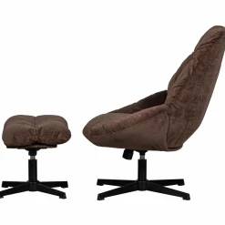Discount WOOOD Yaro draaibare fauteuil met hocker espresso