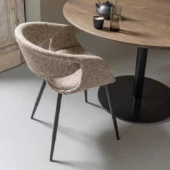 New WOOOD Yossi eetkamerstoel met metalen poot zwart Zand