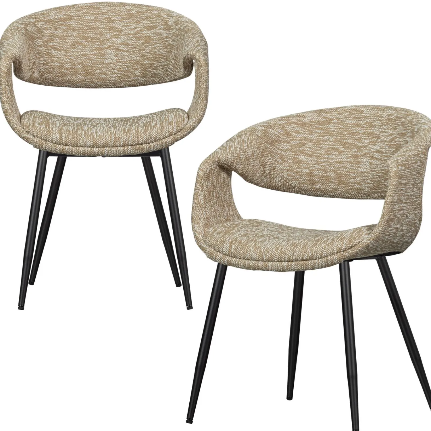 New WOOOD Yossi eetkamerstoel met metalen poot zwart Zand