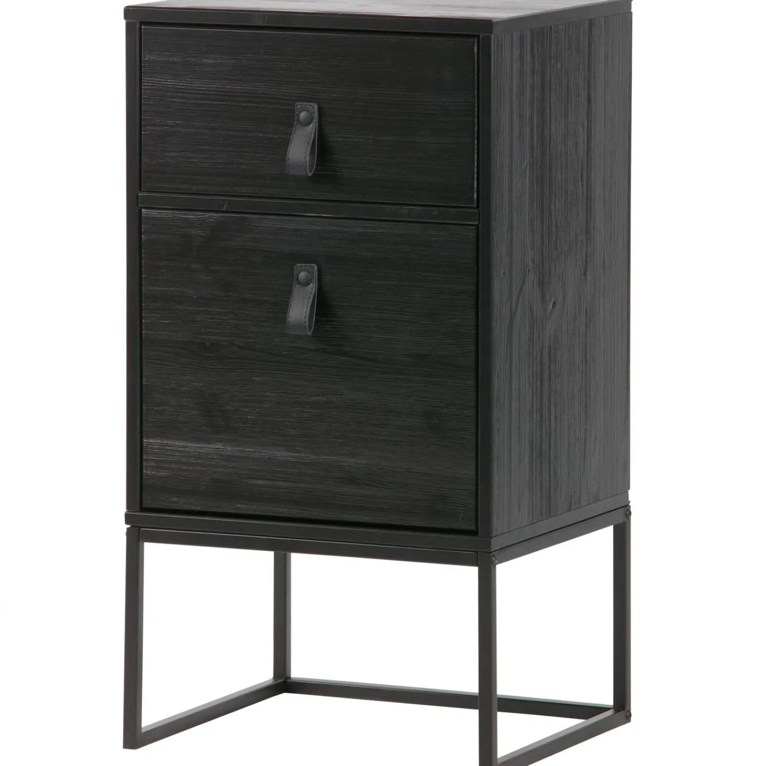 Sale WOOOD Zola nachtkastje met lade en deur geborsteld diepzwart