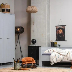 Sale WOOOD Zola nachtkastje met lade en deur geborsteld diepzwart