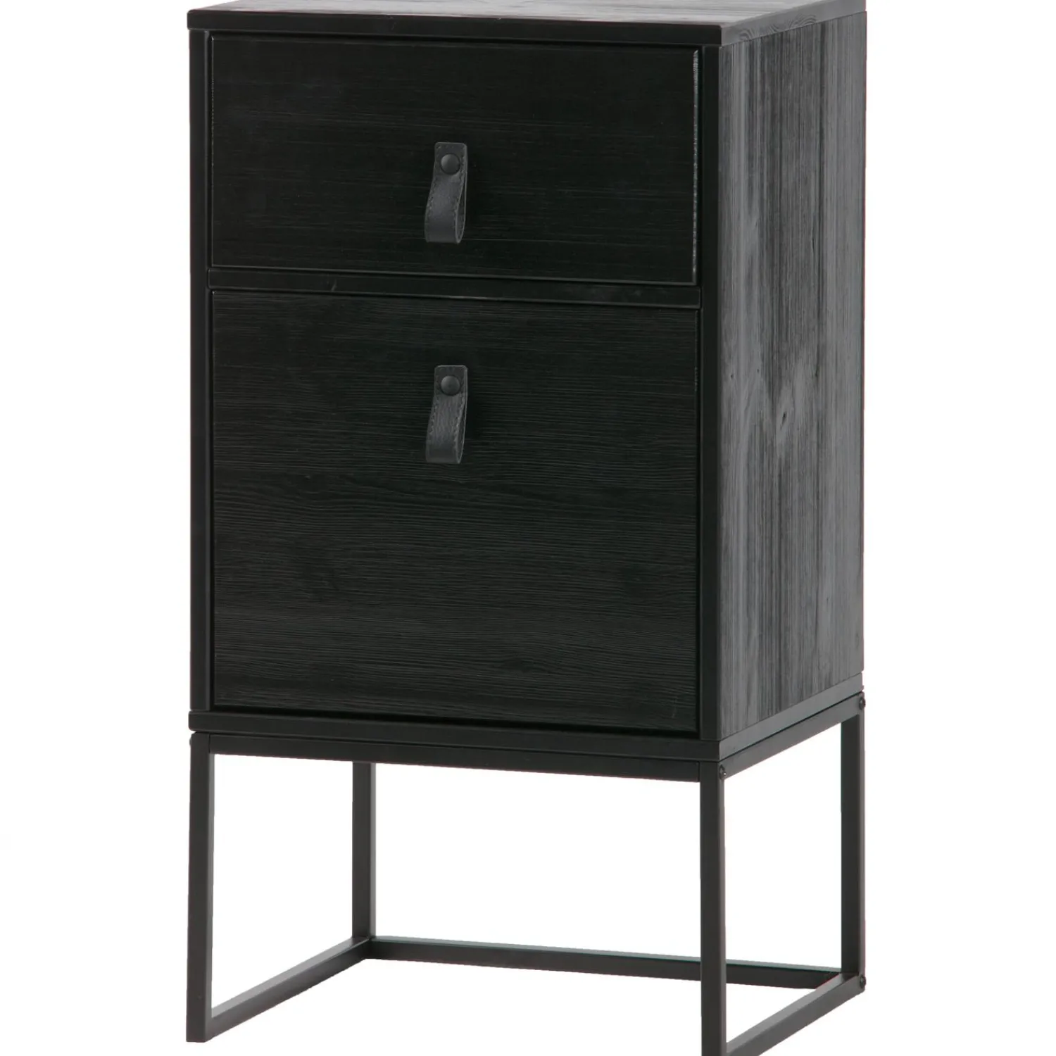 Sale WOOOD Zola nachtkastje met lade en deur geborsteld diepzwart