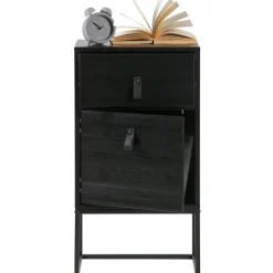 Sale WOOOD Zola nachtkastje met lade en deur geborsteld diepzwart