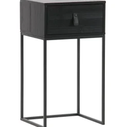 Hot WOOOD Zola nachtkastje met lade geborsteld diepzwart